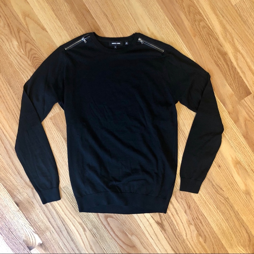 Jared Lang Black Trim-Fit Zip Lightweight Sweater